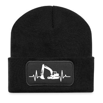Excavatrice de construction Silhouette Design - Beanie recyclé à patch - noir - Devant