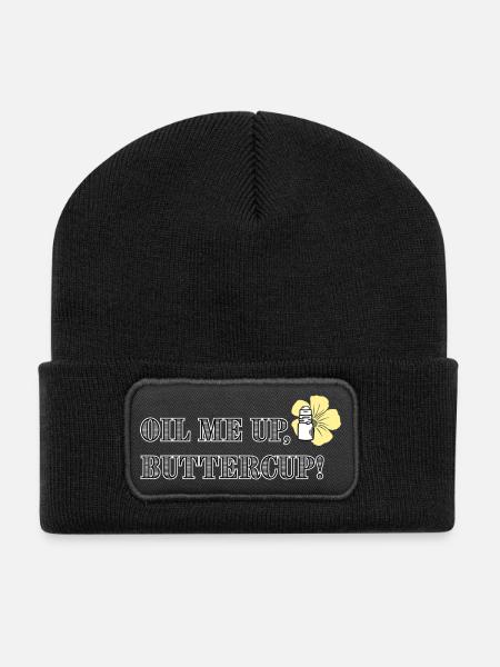 Oil me up, buttercup! - Recycled Patch Beanie - black