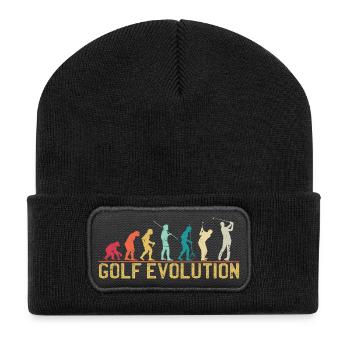 Golf Evolution Silhouette Design - Recycelte Patch Beanie - Schwarz - Vorne