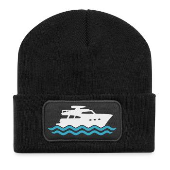 Yacht Silhouette Bateau à moteur - Beanie recyclé à patch - noir - Devant