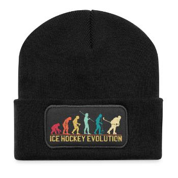 Hockey Evolution Silhouette Design - Recycelte Patch Beanie - Schwarz - Vorne