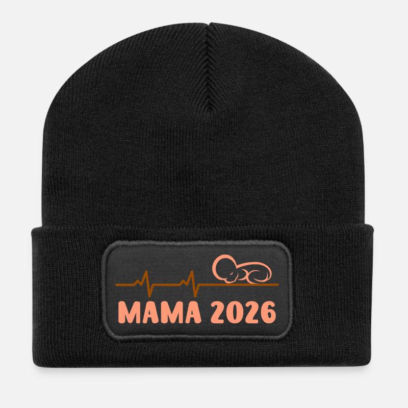 Future maman MAMA 2026 Bébé arrive Drôle - Beanie recyclé à patch - noir