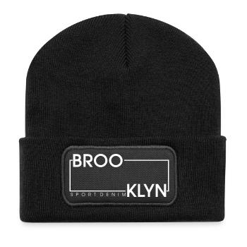 Stilvolles Brooklyn Sporttrend Design - Recycelte Patch Beanie - Schwarz - Vorne
