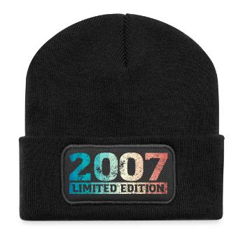 Édition limitée 2007, cadeau d'anniversaire pour mari - Beanie recyclé à patch - noir - Devant