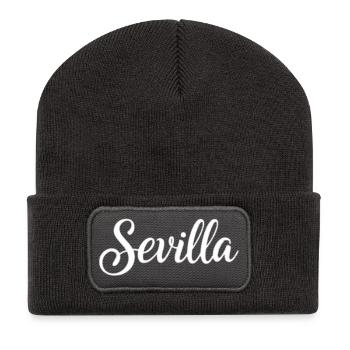 Logo manuscrit de Séville - Beanie recyclé à patch - charbon - Devant