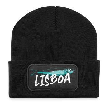 Sardine Lissabon Illustration Portugal im Sommer - Recycelte Patch Beanie - Schwarz - Vorne