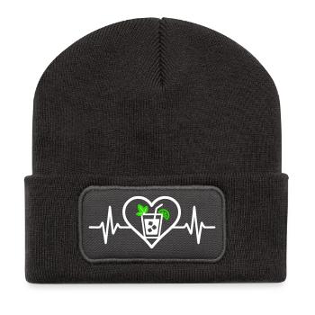 Mojito Herz Aperitif Cocktail - Recycelte Patch Beanie - Dunkelgrau - Vorne