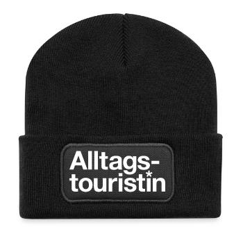 GODNEWS Everyday Tourist »Logo« (white) - Recycled Patch Beanie - black - Front