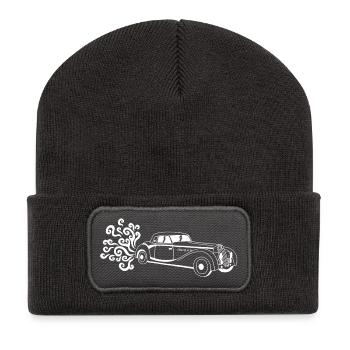 Weißer Oldtimer - Recycelte Patch Beanie - Dunkelgrau - Vorne