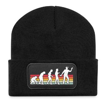 Gamer Game Videospiel Blaubeere Vintage Gaming - Recycelte Patch Beanie - Schwarz - Vorne