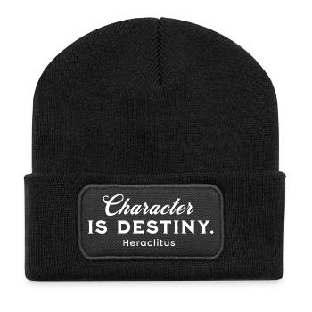 Heraclitus quote on character - Recycled Patch Beanie - black - Front