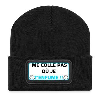 Steck mich nicht dorthin, wo ich dich räuchere - Recycelte Patch Beanie - Schwarz - Vorne