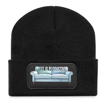 Rest Is Productive Motivational Art - Recycled Patch Beanie - black - Front