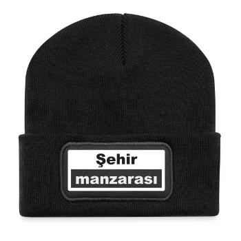 Stadtbild Typografie türkisch - Recycelte Patch Beanie - Schwarz - Vorne
