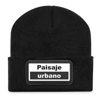 Stadtbild Typografie spanisch - Recycelte Patch Beanie - Schwarz - Vorne