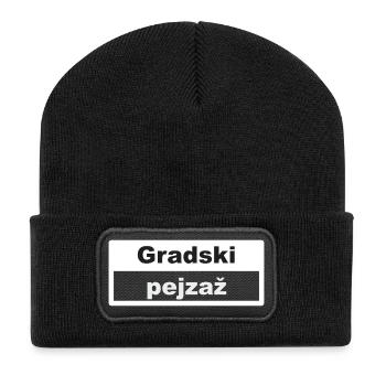 Stadtbild Typografie croatisch - Recycelte Patch Beanie - Schwarz - Vorne