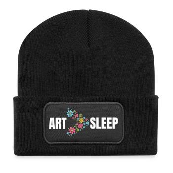 Blumenkunst > Schlaf – Lustiger Künstler T-Shirt - Recycelte Patch Beanie - Schwarz - Vorne