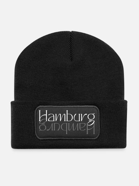Hamburg Wortmarke Spiegel - Recycelte Patch Beanie - Schwarz