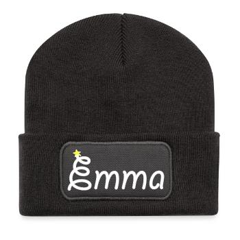 Emma - Beanie recyclé à patch - charbon - Devant