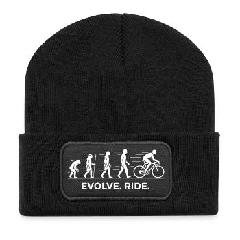 Evolve Ride Cycle Evolution - Recycelte Patch Beanie - Schwarz - Vorne