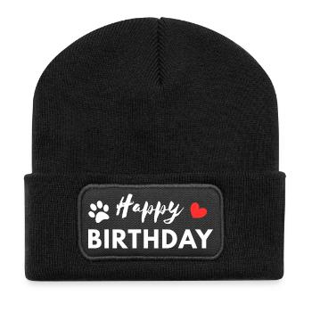 Happy Birthday dog - Recycled Patch Beanie - black - Front