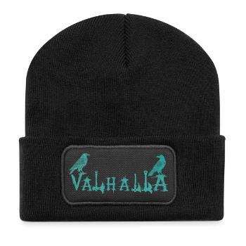 Valhalla Runenraben Stil Shirt - Recycelte Patch Beanie - Schwarz - Vorne