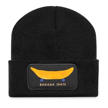 Banane Lustige Frucht Illustration - Recycelte Patch Beanie - Schwarz - Vorne