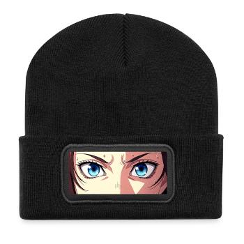 Anime Eyes Blue Iris Manga Fan - Recycled Patch Beanie - black - Front