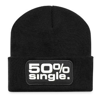 50 % Single - Recycelte Patch Beanie - Schwarz - Vorne