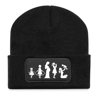Evolution Mom Mother's Day Child Family - Recycled Patch Beanie - black - Front