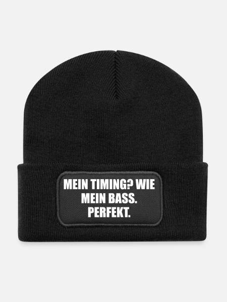 Mein Timing Mein Bass Perfekt - Recycelte Patch Beanie - Schwarz