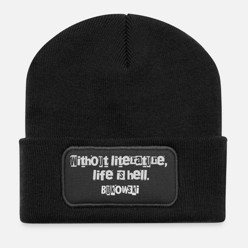 Charles Bukowskis Zitat zur Literatur - Recycelte Patch Beanie - Schwarz
