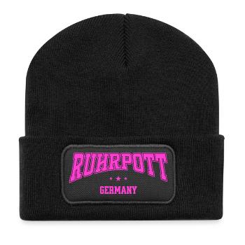 Collège de design rétro de lettrage de Ruhrpott, Allemagne - Beanie recyclé à patch - noir - Devant
