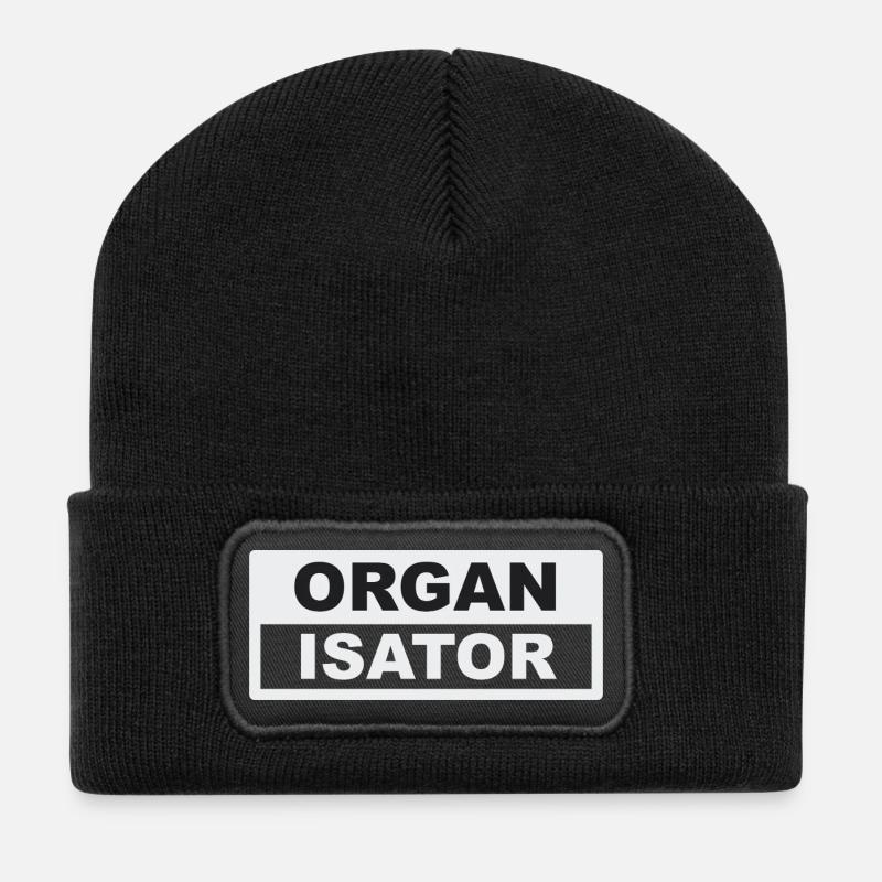 Organisator Typo-Kontrast - Recycelte Patch Beanie - Schwarz