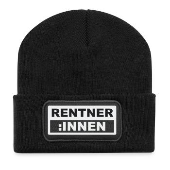 Lustiges Rentner-Design - Recycelte Patch Beanie - Schwarz - Vorne