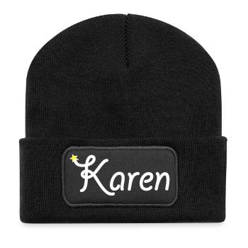 Karen - Beanie recyclé à patch - noir - Devant