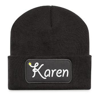 Karen - Recycelte Patch Beanie - Dunkelgrau - Vorne