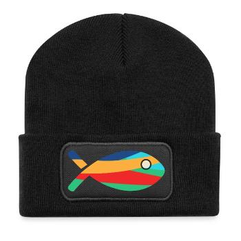 FISH. SARDINE. APRIL FOOL. SEA. OCEAN - Recycled Patch Beanie - black - Front