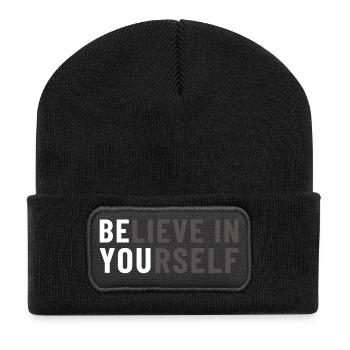Believe in Yourself Be You - Recycelte Patch Beanie - Schwarz - Vorne