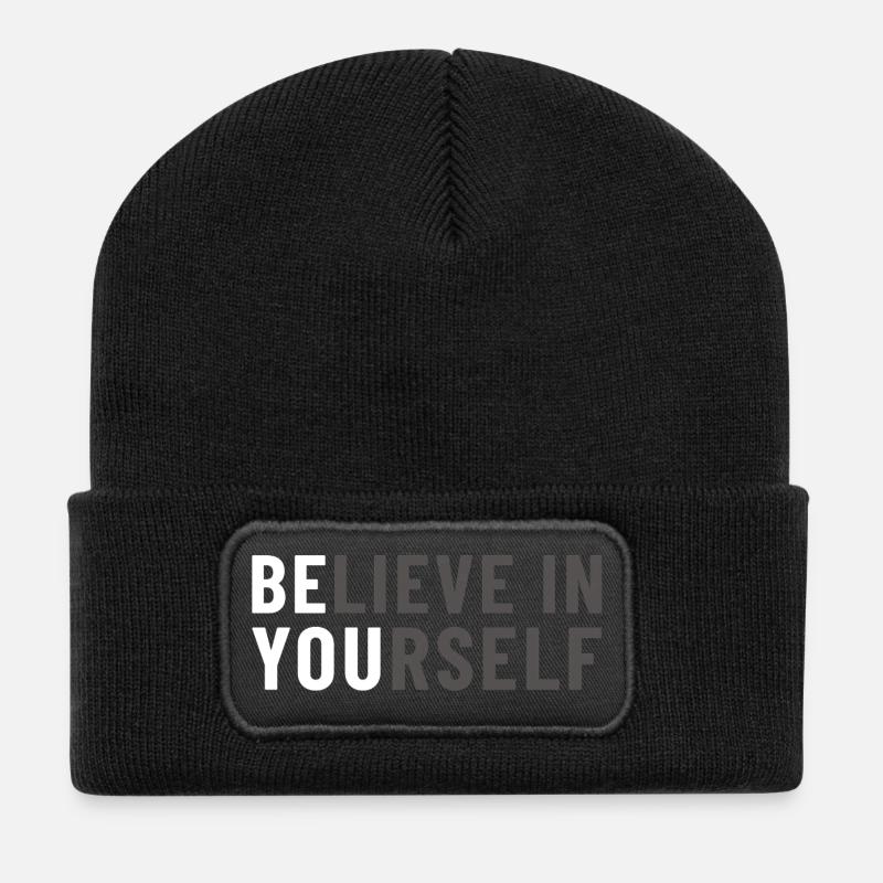 Believe in Yourself Be You - Recycelte Patch Beanie - Schwarz