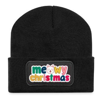 Noël chat - Noël miaulé - Beanie recyclé à patch - noir - Devant
