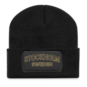 Texte du plan or de Stockholm Sweden - Beanie recyclé à patch - noir - Devant