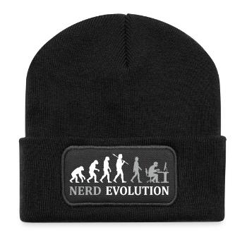 Nerd Evolution – Vom Affen zum PC-Profi - Recycelte Patch Beanie - Schwarz - Vorne