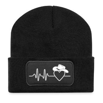 Heartbeat with Hat Silhouette - Recycled Patch Beanie - black - Front