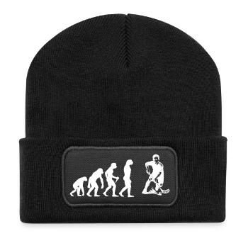 Floorball Liebe zum Anziehen - Recycelte Patch Beanie - Schwarz - Vorne