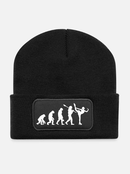 Entwicklung des Mannes, Eiskunstlauf-Mädchen, Eislauf-Mädchen - Recycelte Patch Beanie - Schwarz