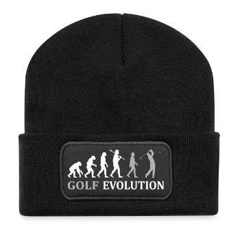Golf Evolution – Das perfekte Golfer Geschenk - Recycelte Patch Beanie - Schwarz - Vorne