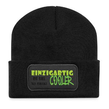 Einzigartig Cooler Graffiti - Recycelte Patch Beanie - Schwarz - Vorne