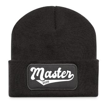 Master Abschluss Promotion Sponsion 2026 - Recycelte Patch Beanie - Dunkelgrau - Vorne