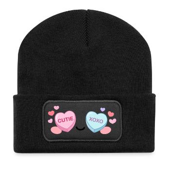 Candy Eyes Kawaii – Sweet Valentine Eyes - Recycled Patch Beanie - black - Front